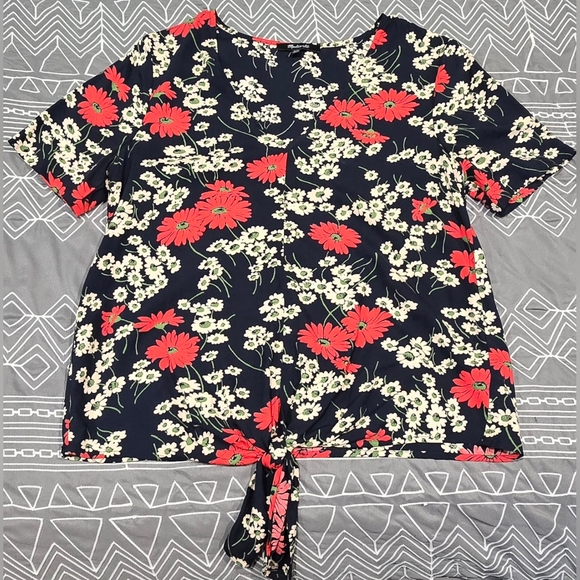 Madewell Tops - Madewell Hillside Daisies Tie Front Blouse Size XXS